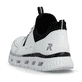 Weiße vegane Rieker Damen Sneaker Low M6062-80 mit einem Gummizug. Schuh von hinten.