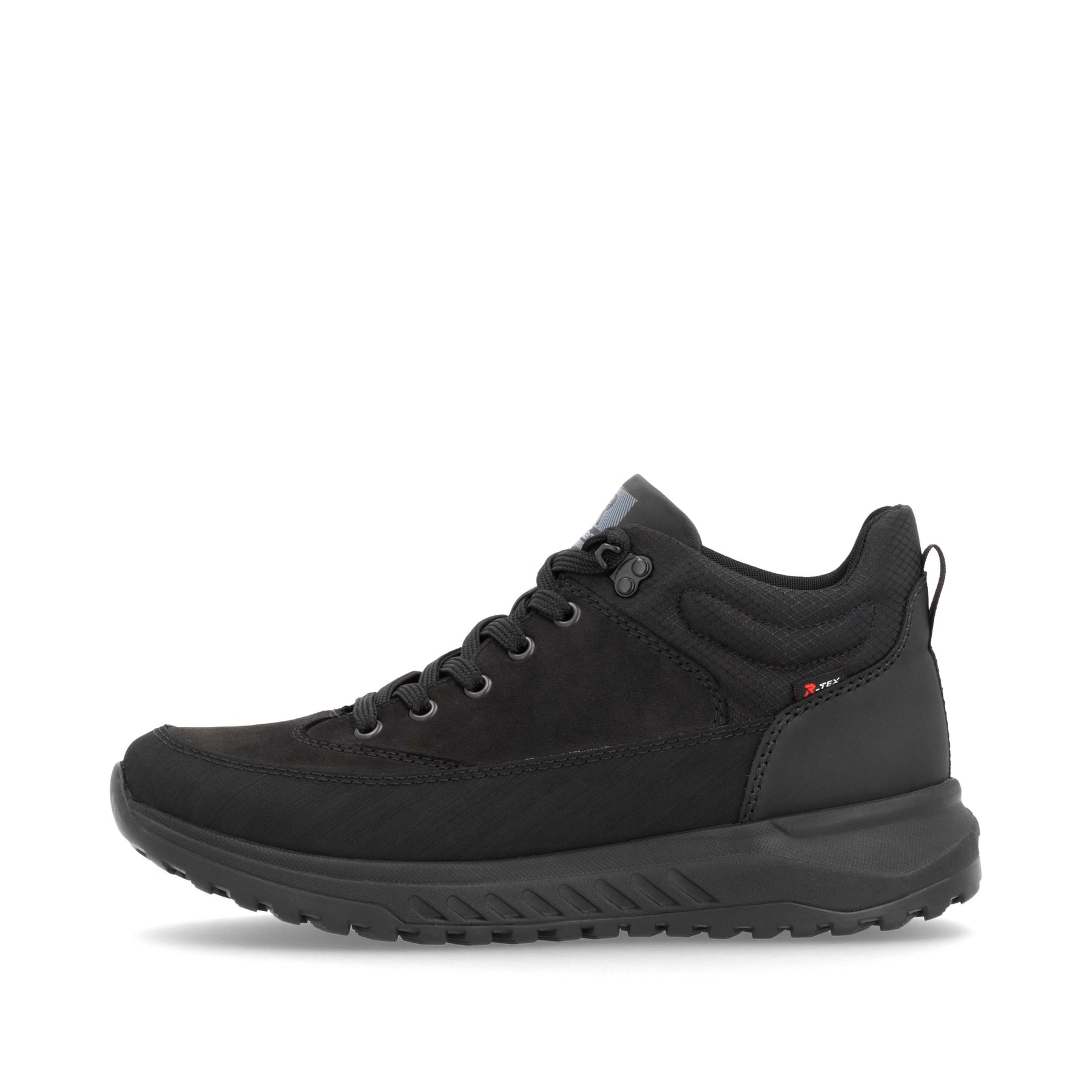 Schwarze Rieker Herren Schnürstiefel U0173-00 mit wasserabweisender TEX-Membran. Schuh Außenseite.