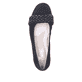 Nachtschwarze Rieker Ballerinas L9358-00 mit Riemen in Flechtoptik. Schuh von oben.