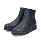 Atlantikblaue Rieker Damen Kurzstiefel 44965-14 mit einem Reißverschluss. Schuhpaar seitlich schräg.