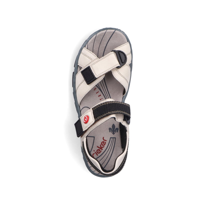 Weiße Rieker Damen Trekkingsandalen 68851-80 mit einem Klettverschluss. Schuh von oben.
