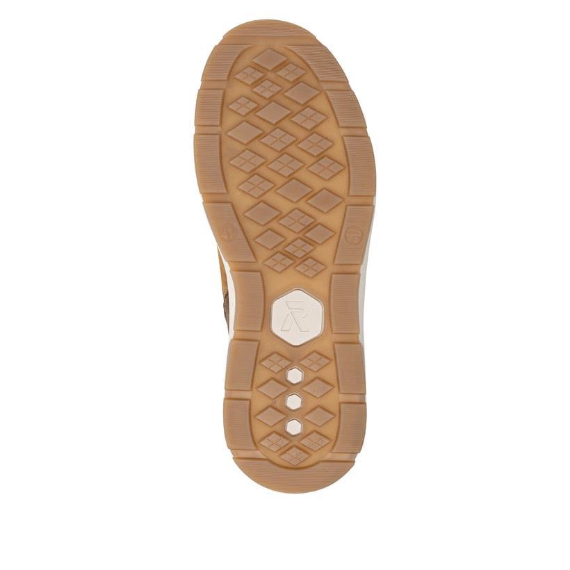 Goldgelb-braune Rieker Herren Schnürstiefel U0074-68 aus Rauleder. Schuh Laufsohle.