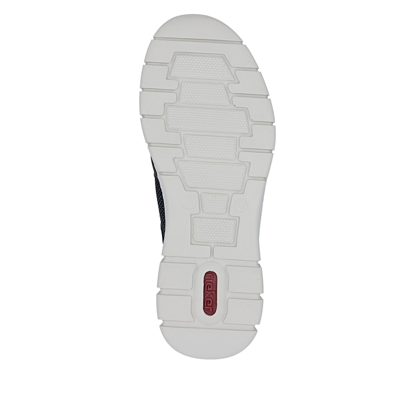 Mocassins Rieker noirs pour homme B7796-02 avec bande élastique. Semelle extérieure de la chaussure.
