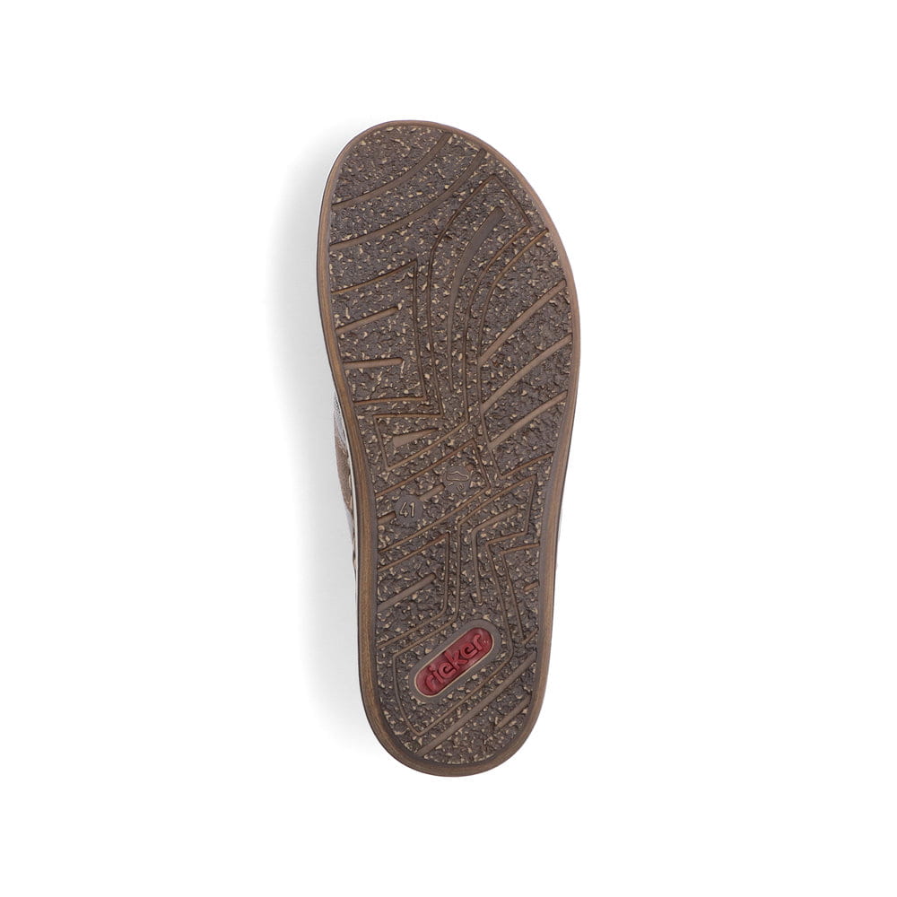 Graubraune Rieker Herren Zehentrenner 21095-42 mit der Komfortweite G. Schuh Laufsohle.