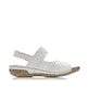 Weiße Rieker Damen Riemchensandalen V7272-80 mit einem Klettverschluss. Schuh Innenseite.