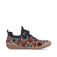 Braunbeige Rieker Damen Slipper 54573-62 mit Elastikeinsatz sowie einer Profilsohle. Schuh Innenseite
