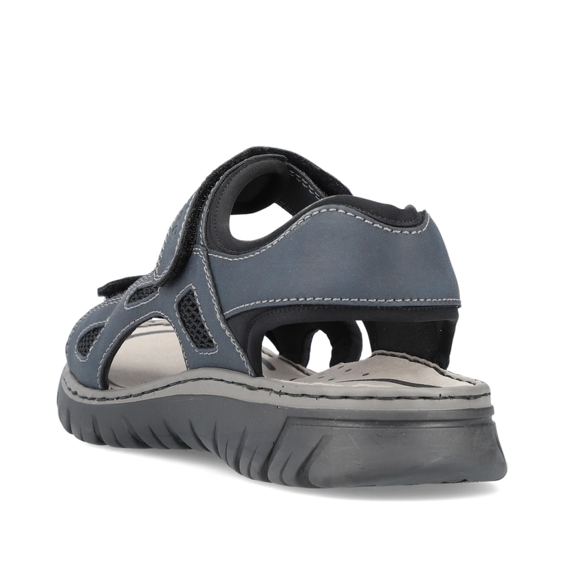 Blaue Rieker Herren Trekkingsandalen 26761-14 mit einem Klettverschluss. Schuh von hinten.