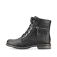 
Tiefschwarze Rieker Damen Biker Boots 71208-00 mit Schnürung und Reißverschluss. Schuh Außenseite