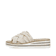 Beige Rieker Damen Pantoletten V0208-60 mit der schmalen Passform E 1/2. Schuh Außenseite.