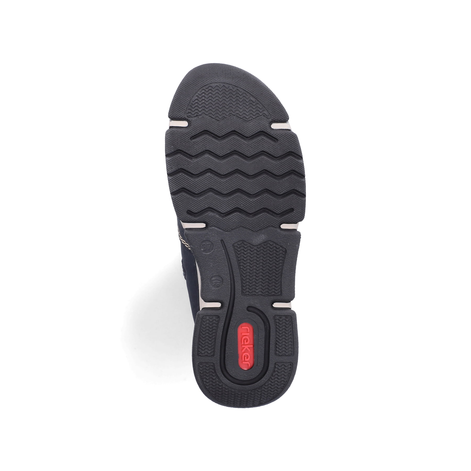 Dunkelblaue Rieker Damen Schnürstiefel 45925-14 mit einem Reißverschluss. Schuh Laufsohle.