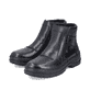 Graphitschwarze Rieker Herren Kurzstiefel F5463-00 mit Reißverschluss sowie Flip-Grip. Schuhpaar schräg.