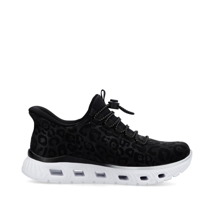 Baskets basses Rieker noires femme M6066-01 avec option easy in facile. Intérieur de la chaussure.