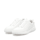 Weiße Rieker Herren Sneaker Low U1101-80 mit Schnürung sowie flexibler Sohle. Schuhpaar seitlich schräg.