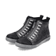 
Graphitgraue Rieker Damen Kurzstiefel Z1226-45 mit einer robusten Profilsohle. Schuhpaar schräg.