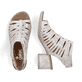 Beige Rieker Riemchensandaletten 64676-60 mit einem Klettverschluss. Schuh von oben, liegend.