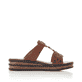 Braune Rieker Damen Pantoletten 629K9-24 mit einem Klettverschluss. Schuh Innenseite.