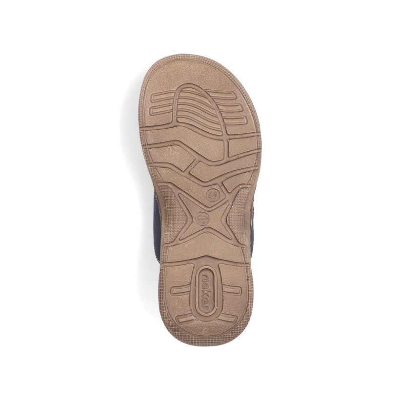 Blaue Rieker Herren Pantoletten 21491-14 mit der Komfortweite G 1/2. Schuh Laufsohle.