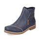 
Marineblaue Rieker Damen Kurzstiefel 73571-14 mit einer robusten Profilsohle. Schuh seitlich schräg