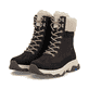 Dunkelbraun-beige Rieker Damen Schnürstiefel Z3901-25 mit dem Glacier Grip. Schuhpaar seitlich schräg.