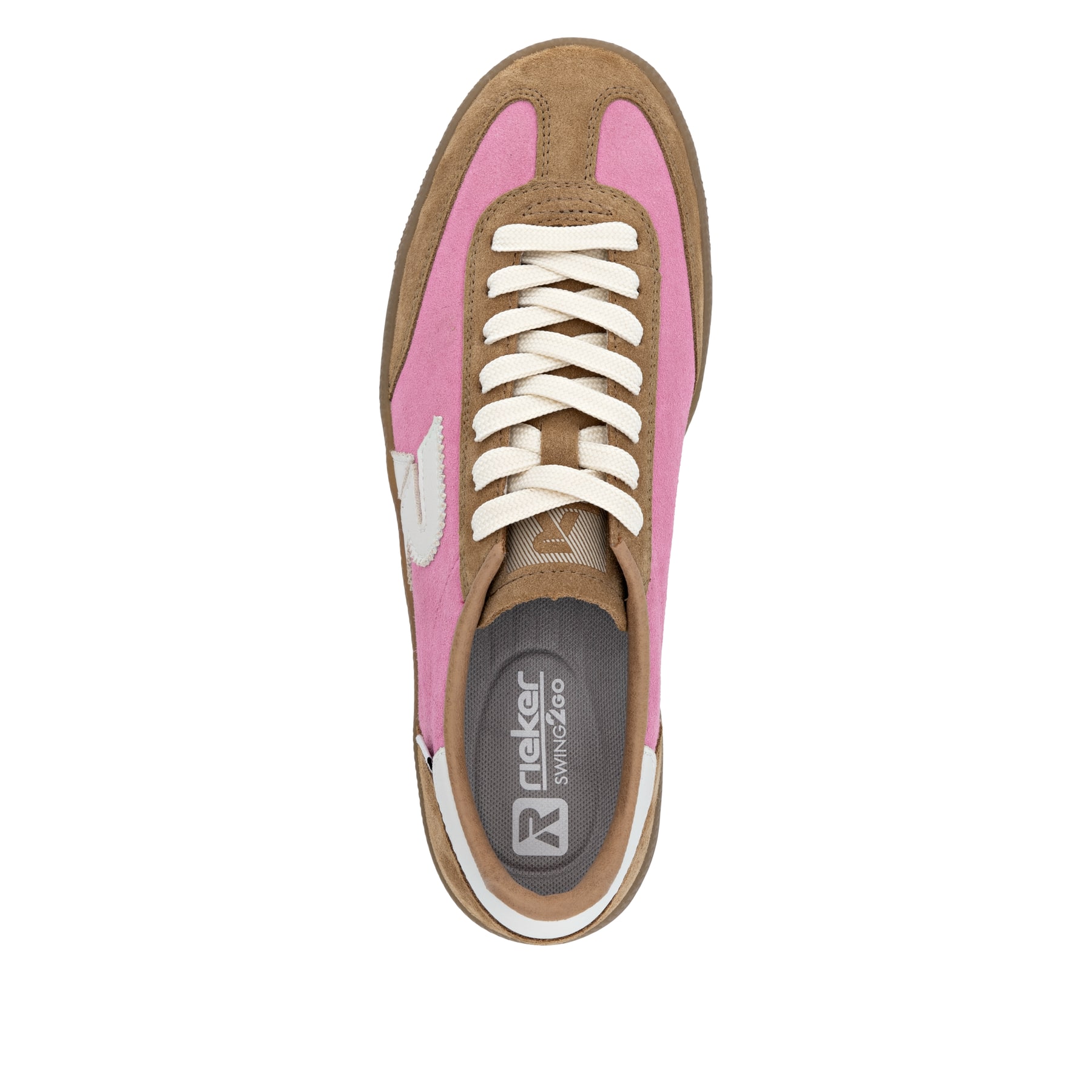 Rosane Rieker Damen Sneaker Low W2200-32 mit Schnürung sowie abriebfester Sohle. Schuh von oben.