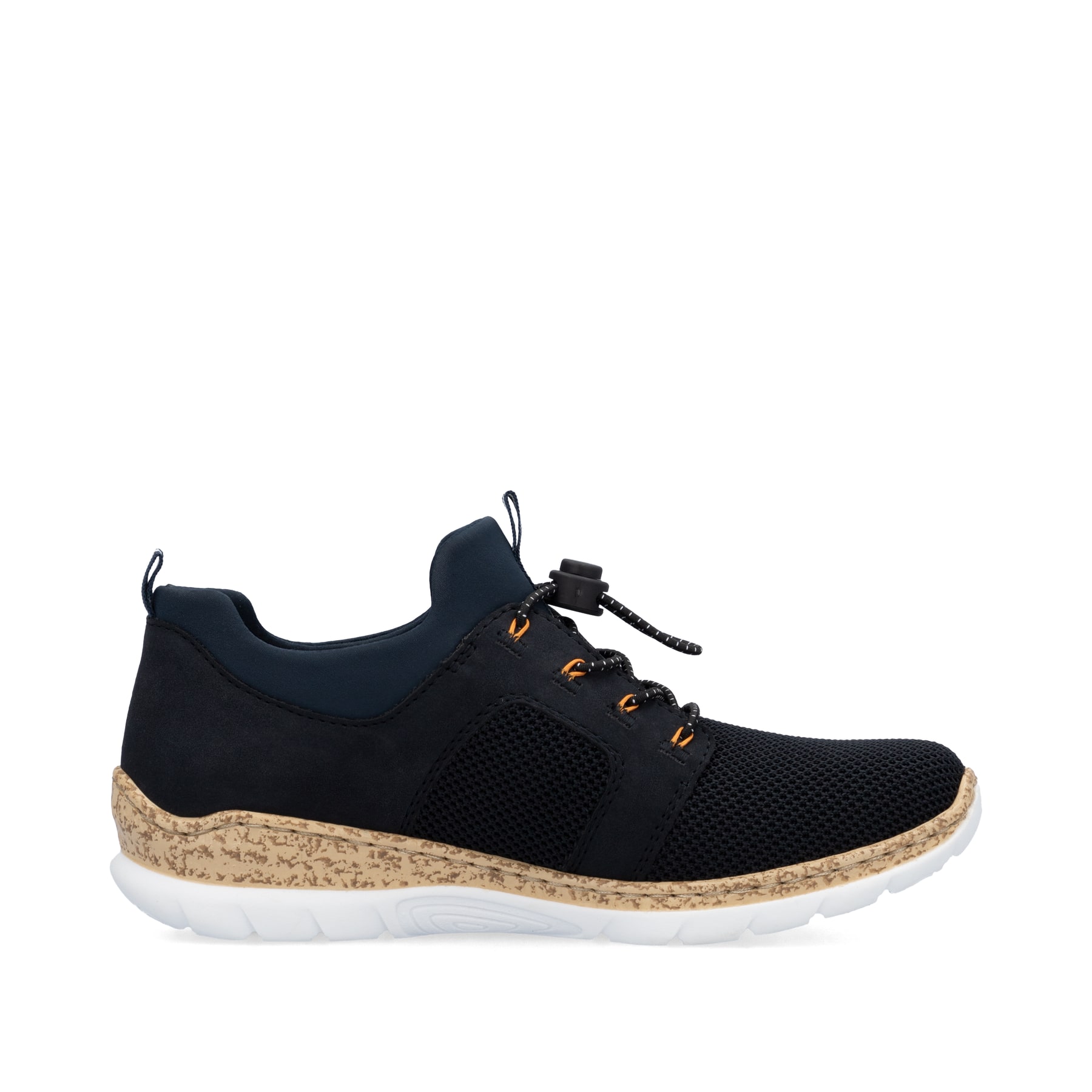 Chaussons Rieker bleus pour femme N4290-14 avec bande élastique. Intérieur de la chaussure.
