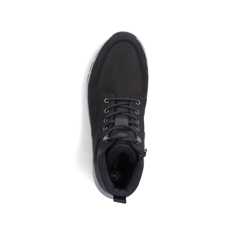 Schwarze Rieker Herren Schnürstiefel 11020-00 mit wasserabweisender TEX-Membran. Schuh von oben.