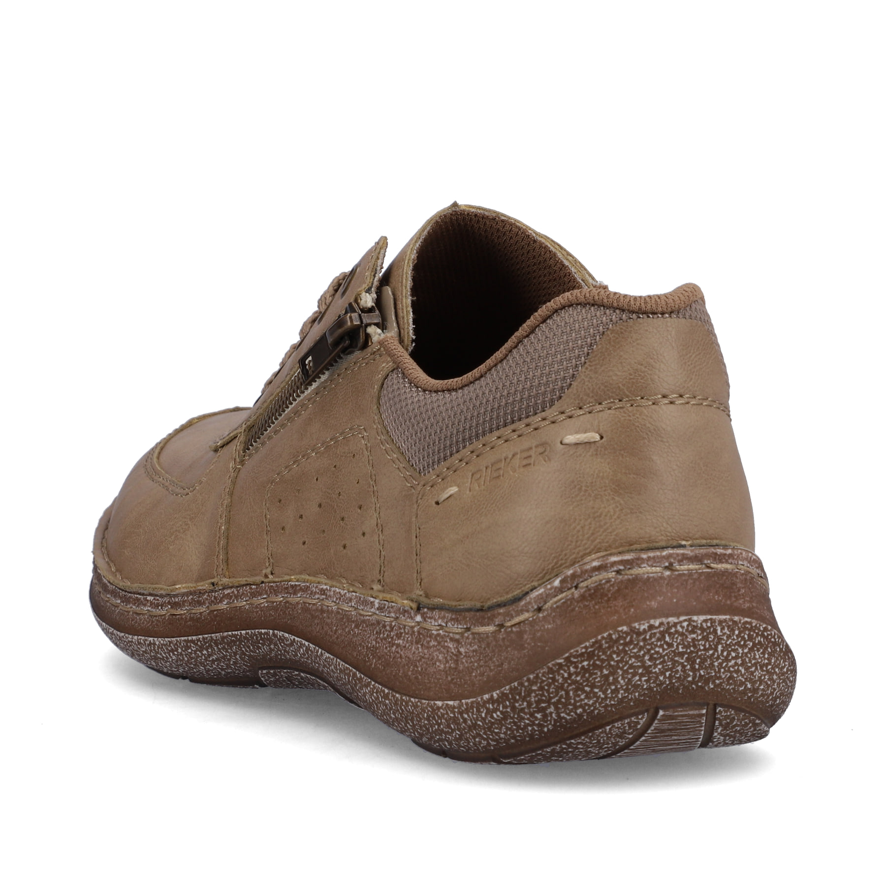 Beige Rieker Herren Schnürschuhe 03010-64 mit Reißverschluss sowie Extraweite H. Schuh von hinten.