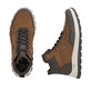 Braun-schwarze Rieker Herren Schnürstiefel B8124-22 mit einem Reißverschluss. Schuh von oben, liegend.