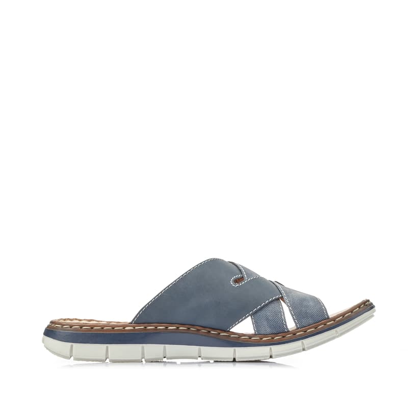 Blaue Rieker Herren Pantoletten 25199-14 mit der Komfortweite G 1/2. Schuh Innenseite.