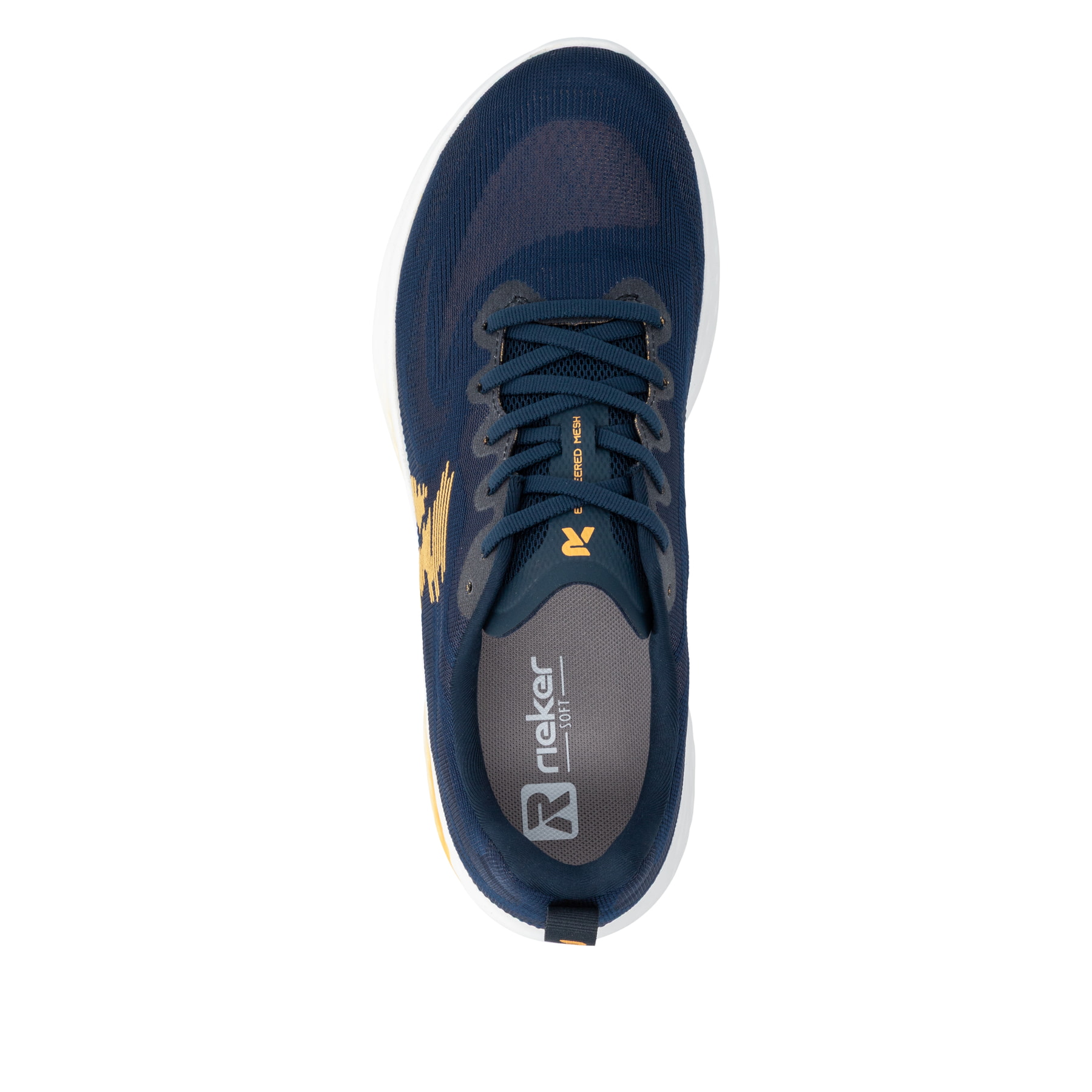 Blaue Rieker Sport Herren Sneaker Low U4401-14. Schuh von oben.