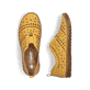 Gelbe Rieker Damen Slipper M2852-68, Barfußschuhe mit einem Gummizug. Schuh von oben, liegend.