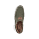 Grüne Rieker Herren Slipper 08869-54 mit einem Gummizug sowie Komfortweite G 1/2. Schuh von oben.