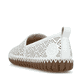 Weiße Rieker Ballerinas M2851-80, Barfußschuhe in Löcheroptik mit einem Gummizug. Schuh von hinten.