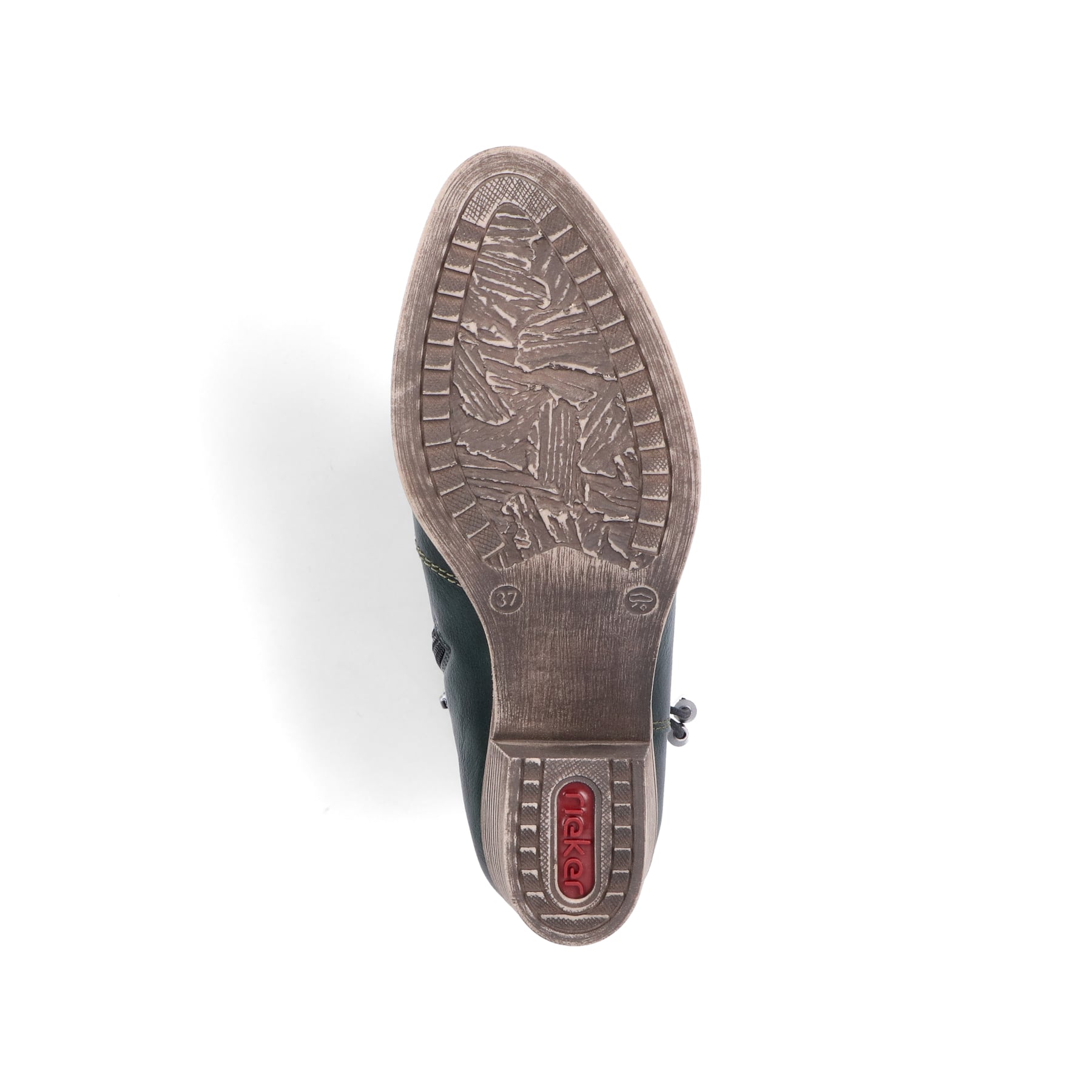 Blaugrüne Rieker Damen Stiefeletten 73158-54 mit modischer Kordel. Schuh Laufsohle.