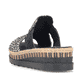 Schwarze Rieker Damen Pantoletten V7953-00 mit einem Gummizug. Schuh von hinten.