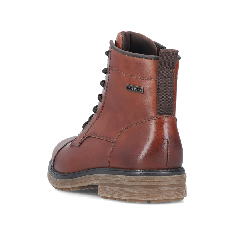 Braune Rieker Herren Schnürstiefel 33440-24 aus Glattleder. Schuh von hinten.