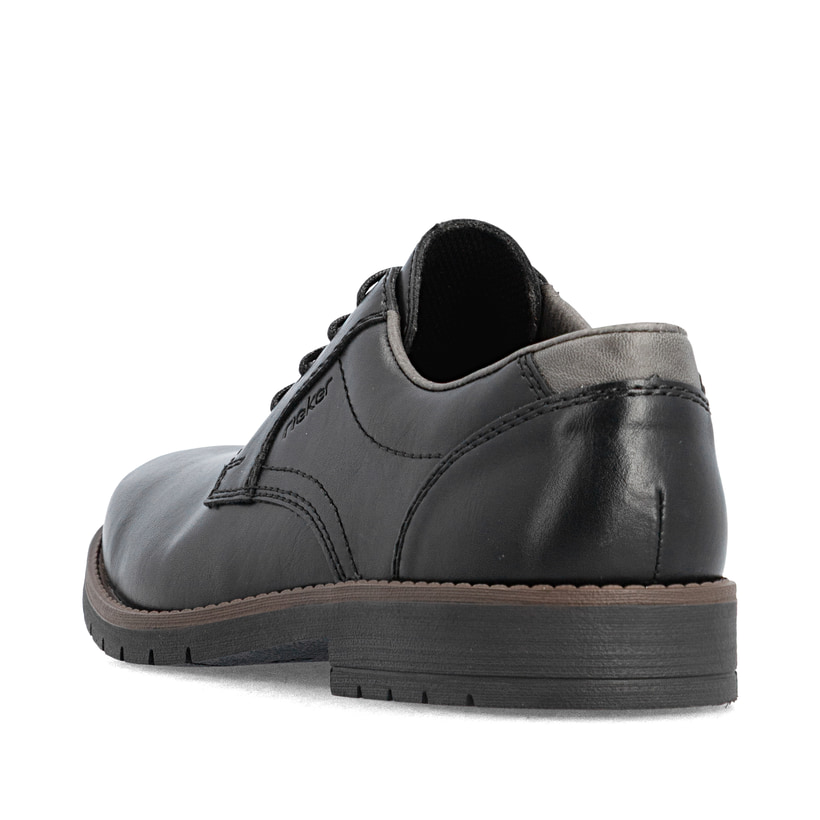 Chaussures à lacets Rieker noires pour hommes 13900-00. Chaussure vue de l'arrière.
