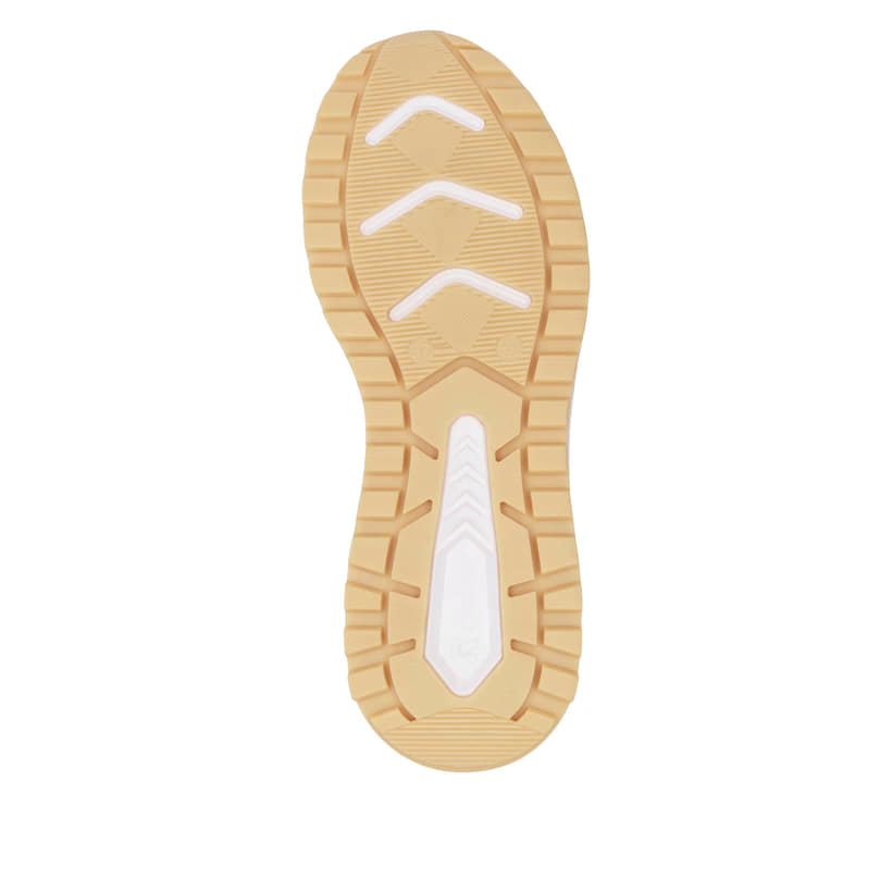 Weiße Rieker Damen Sneaker Low W2501-81 mit einer Schnürung. Schuh Laufsohle.