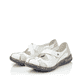 Weiße Rieker Ballerinas 46367-80 mit einem Klettverschluss. Schuhpaar seitlich schräg.