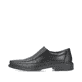 Schwarze Rieker Herren Slipper B0873-00 mit Elastikeinsatz sowie Extraweite H. Schuh Außenseite gespiegelt.