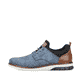Blaue Rieker Herren Slipper 14450-14 mit einem Gummizug sowie Komfortweite G 1/2. Schuh Außenseite.