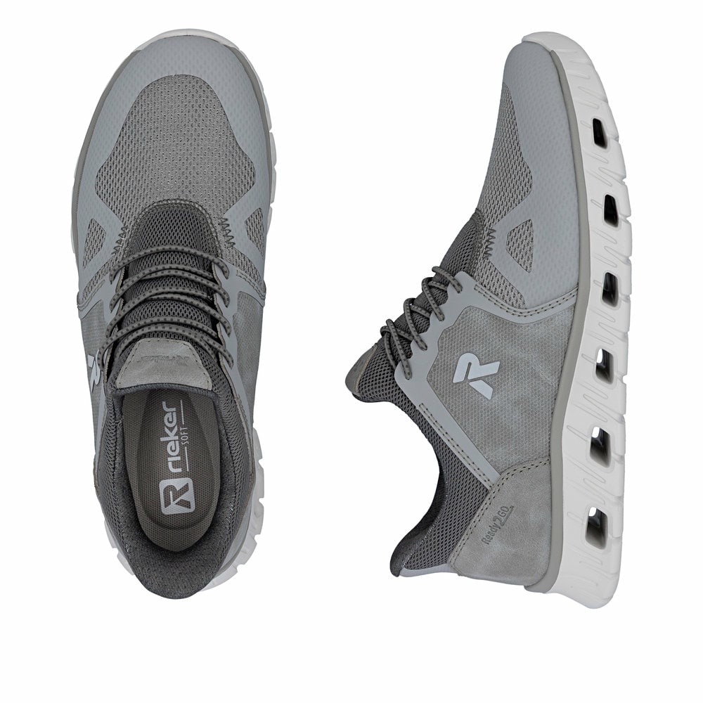Baskets basses Rieker grises homme 04355-40 avec option easy in facile. Chaussure vue de dessus, couchée.