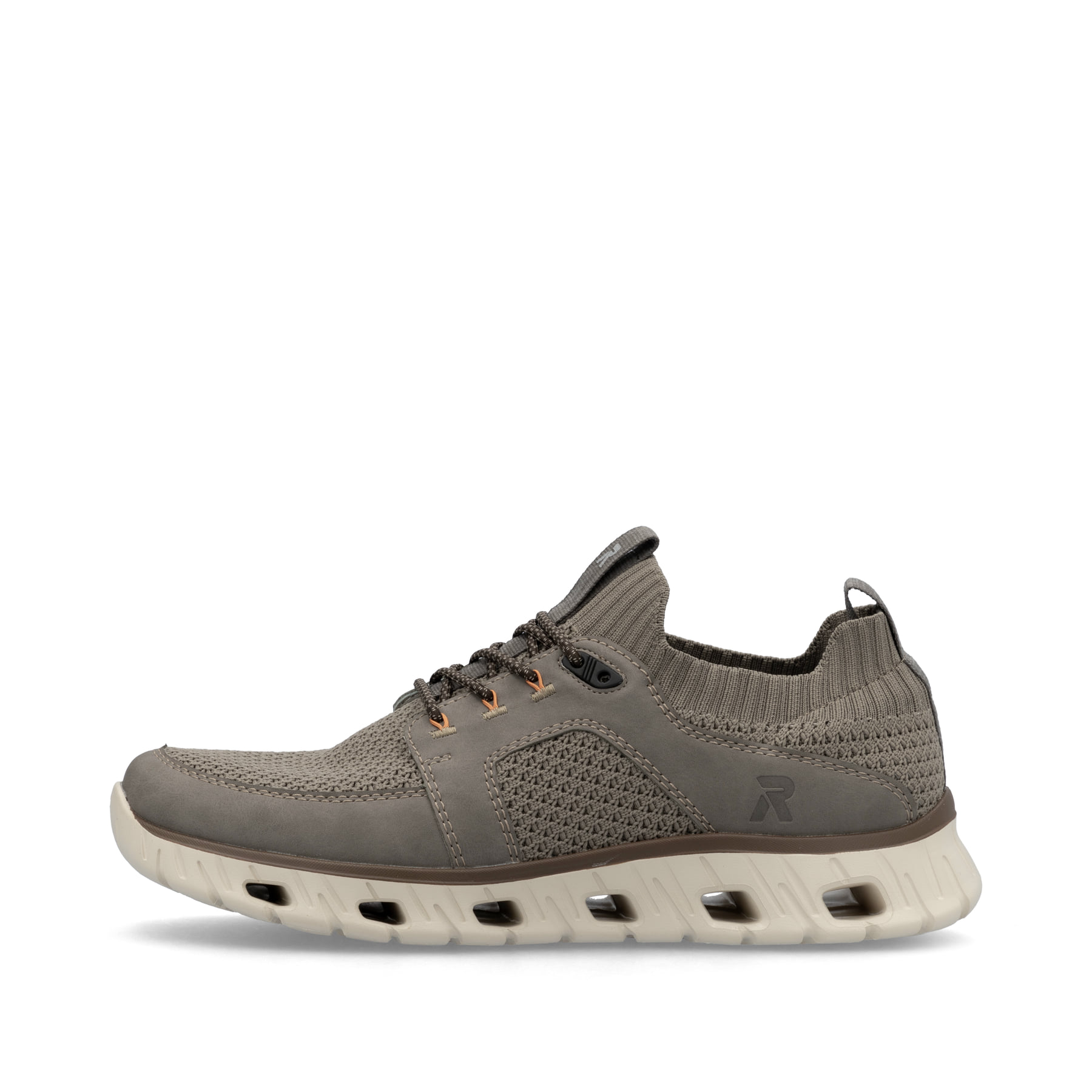 Beige Rieker Herren Sneaker Low 04351-64 mit Gummizug sowie ultraleichter Sohle. Schuh Außenseite.