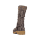 Dunkelbraune Rieker Damen Hochschaftstiefel 92984-25 mit modischer Faltenoptik. Schuh von hinten.