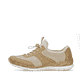 Beige Rieker Damen Slipper N4245-60 mit einem Gummizug. Schuh Außenseite.