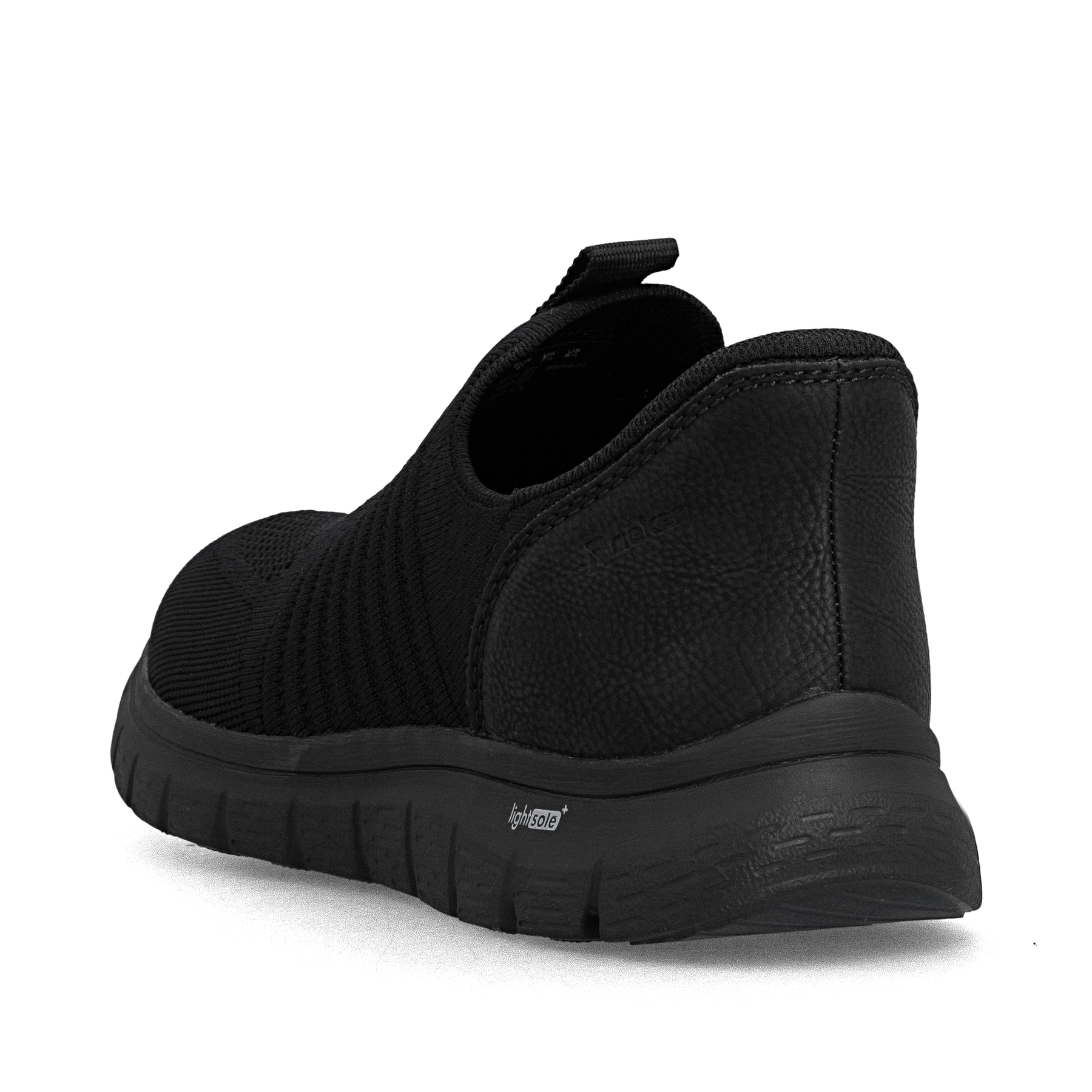 Mocassins Rieker noirs pour homme B6659-01 avec fonction easy in Ready2GO. Chaussure vue de l'arrière.