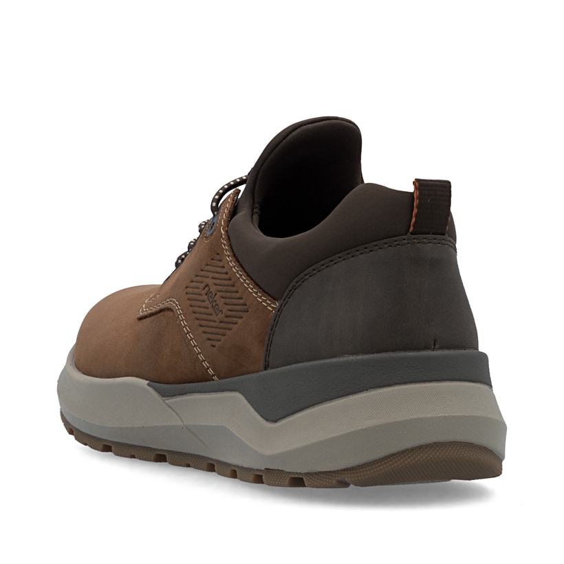 Mocassins Rieker marron homme 06050-22 en cuir suédé avec bande élastique. Chaussure vue de dessus.