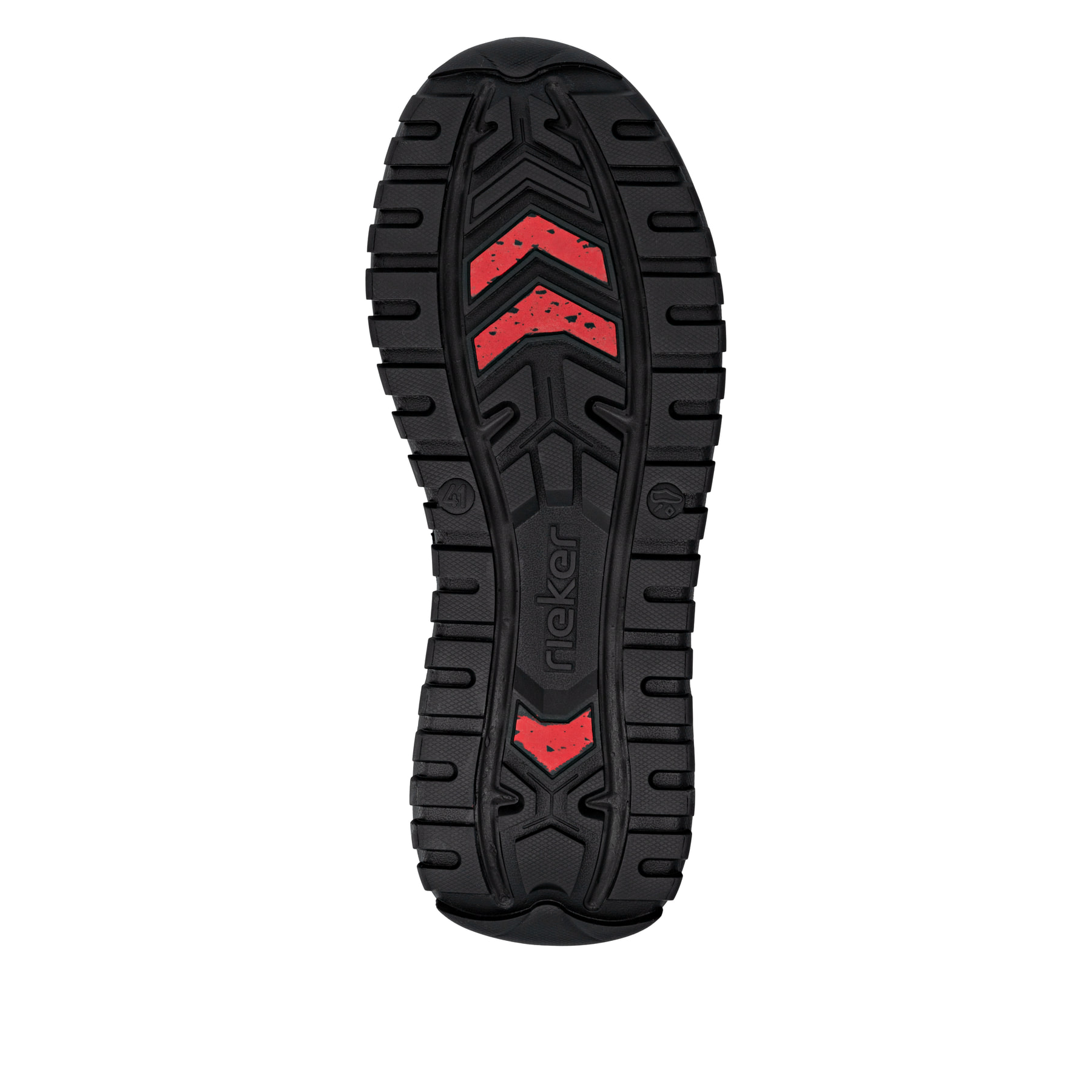Schwarze Rieker Herren Schnürstiefel U1572-00 mit griffiger Fiber-Grip Sohle. Schuh Laufsohle.