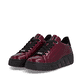 Kirschfarbene Rieker Damen Sneaker Low W2601-35 aus Lackleder. Schuhpaar seitlich schräg.