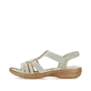Mintgrüne Rieker Damen Riemchensandalen 60839-52 mit einem Elastikeinsatz. Schuh Außenseite.